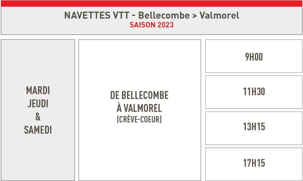 Horaires navettes VTT valmorel