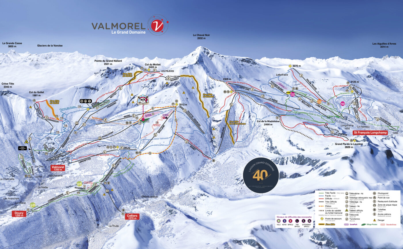 505 430 VALMOREL plan pistes 2023 2024 LEGENDE REDUITE HD