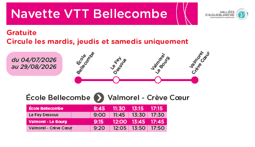 Navette VTT Bellecombe ete 2026